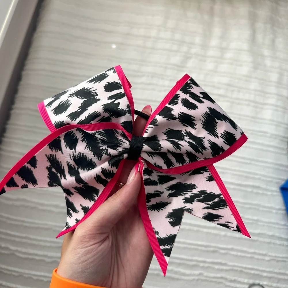 Leopard Print Pink and Black Hair Bow